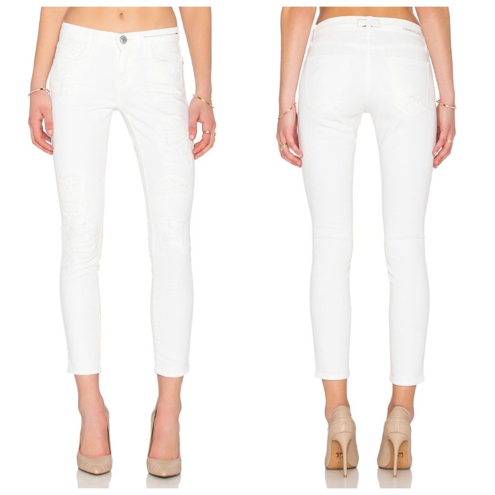 Current/Elliott White Stiletto Distressed Jean